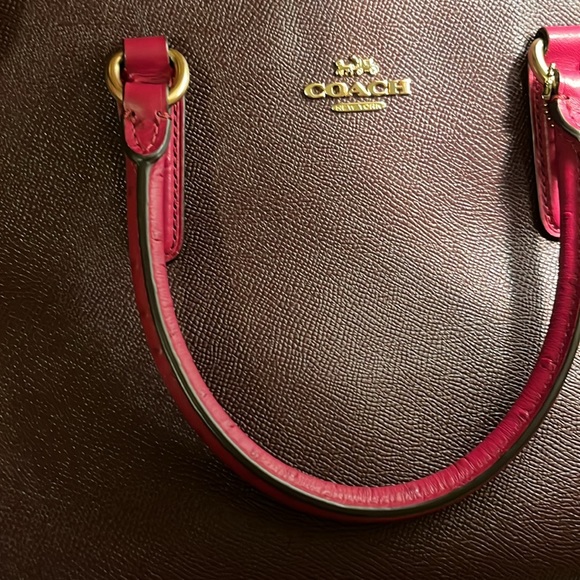 Coach EUC Satchel or Crossbody bag. Beautiful plum with raspberry handles. - Picture 14 of 15